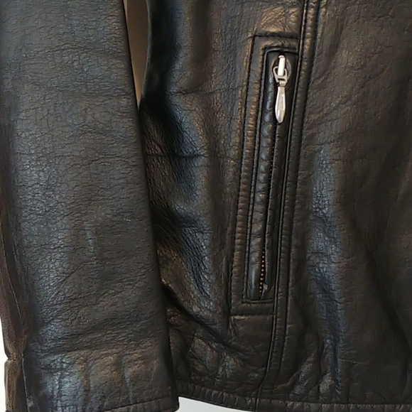 Black Leather Fitted Jacket - Picture 3 of 7